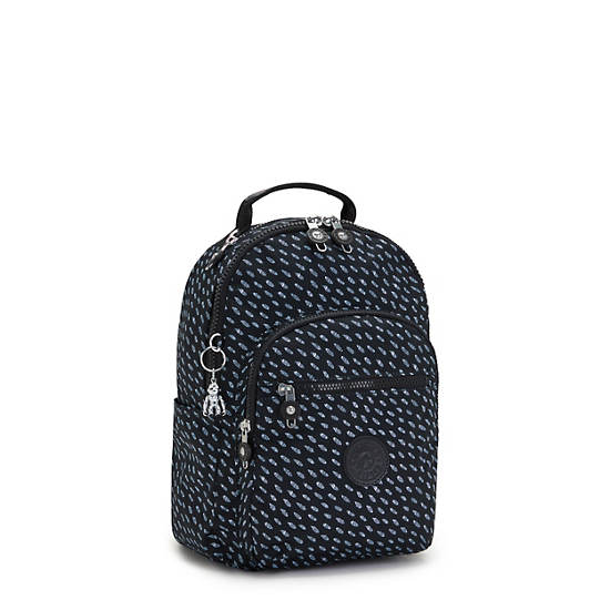 Kipling Seoul Small Printed Tablet Ryggsekk Blå Hvite | NO 1351NW